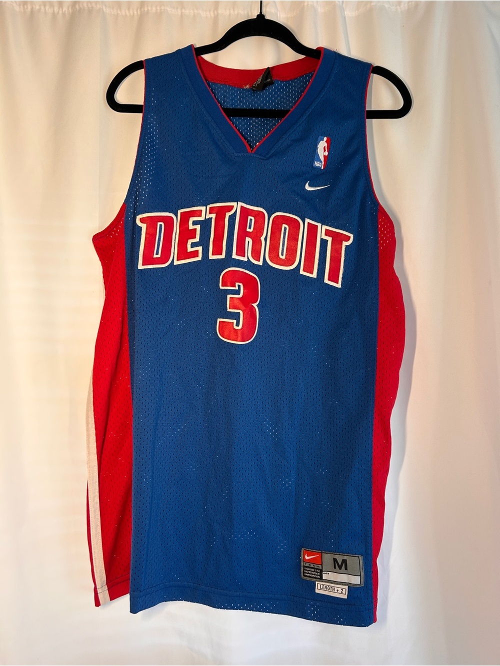 Nike Detroit Pistons Ben Wallace #3 Swingman Jersey Blue Men’s Medium +2 Length